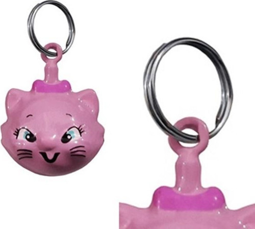 Büyük Kedi Kafası Şekilli Kedi Çanı 1 Adet 2-3,5 cm Pembe