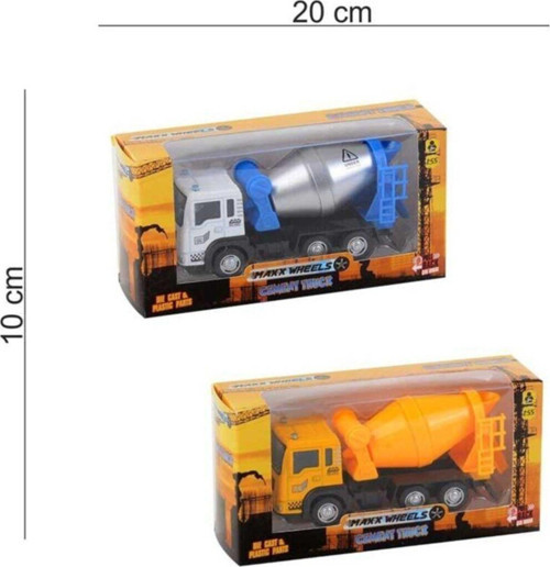 2'Li Wheels 1:55 Ölçek Metal Kafalı Çek Bırak Beton Mikseri