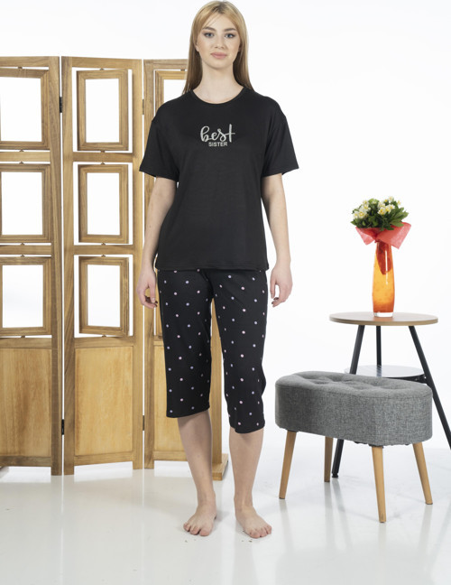 24063 Kadın Kısa Kollu Kapri Pijama Takım