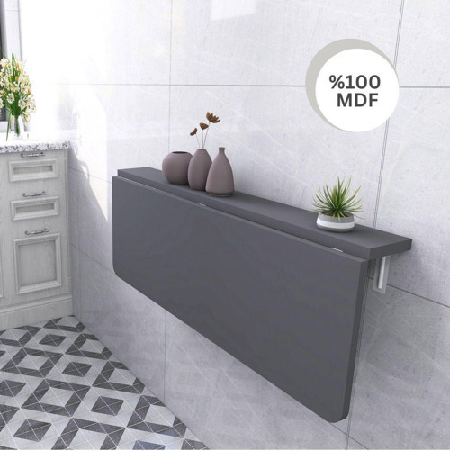 60X90 Cm Oval Köşeli Sabit Raflı Duvara Monte Kırma Katlanır Yemek Masası
