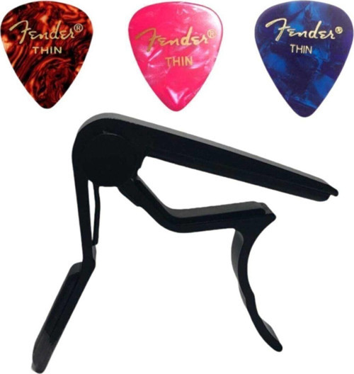 Gitar Kaposu Fc-75 Guitar Capo + 3 Adet Fender Thin Moto Picks Pena