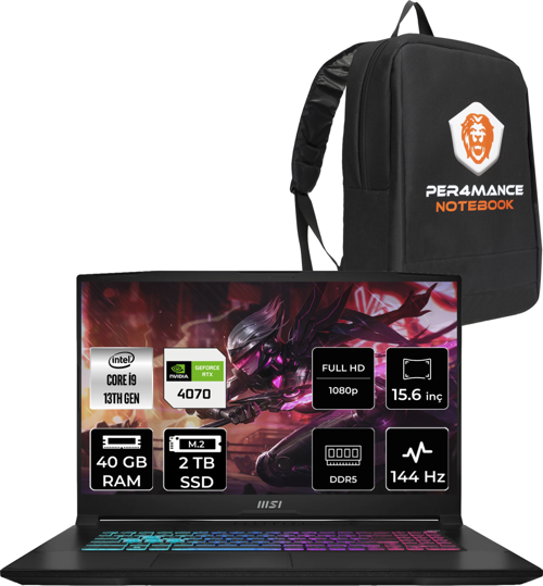 Katana 15 Intel Core i9 13900H 40GB 2TB SSD FHD 144Hz FDOS Bilgisayar B13VGK-1469XTR & PER4 ÇANTA B13VGK1469XTRP324