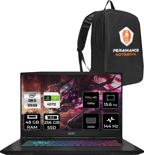 Katana 15 Intel Core i9 13900H 48GB 256GB SSD 144Hz FDOS Bilgisayar B13VGK-1469XTR & PER4 ÇANTA B13VGK1469XTRP326