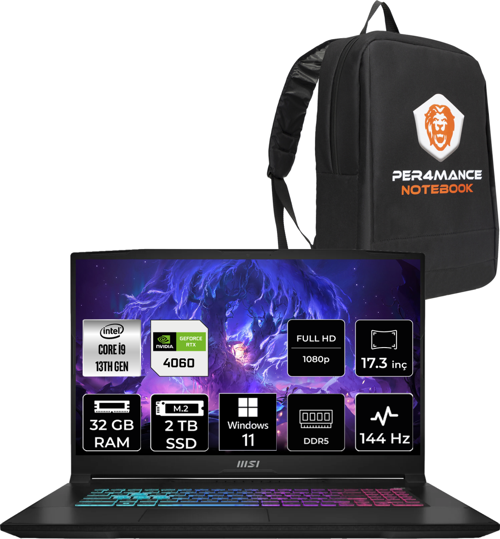 Katana 17 Intel Core i9 13900H 32GB 2TB SSD 144Hz W11H Bilgisayar B13VFK-1018TR & PER4 ÇANTA B13VFK1018TRP319