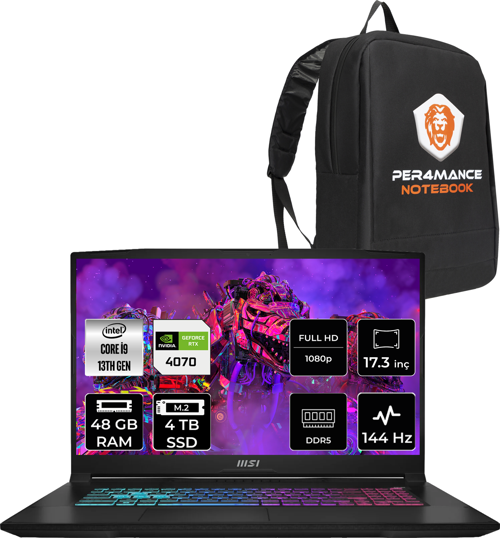 Katana 17 Intel Core i9 13900H 48GB 4TB SSD 144Hz FDOS Bilgisayar B13VGK-1242XTR & PER4 ÇANTA B13VGK1242XTRP330