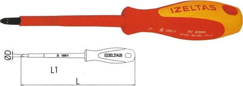 4145186100 1000V İzoleli Elektrikçi Yıldız Uçlu Tornavida 6x100