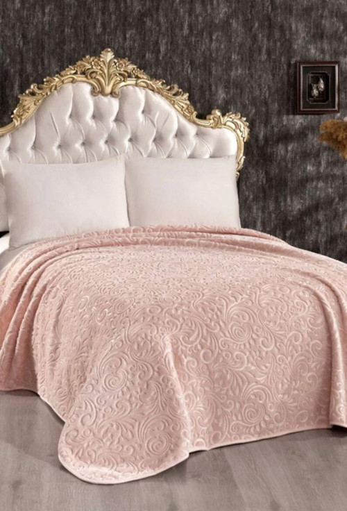 VİNALDİ EMBOSS Çift Kişilik Battaniye, 220x240 POLYESTER Battaniye PUDRA