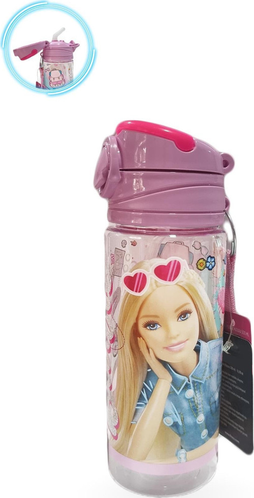 Barbie Matara 500 Ml - Çocuk Suluk, Matara, Pipetli Suluk, Askılı Suluk Barbie Matara