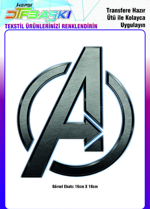 Avengers Yenilmezler Metalik Logo Ütü ile Yapışan Tekstil DTF Baskı