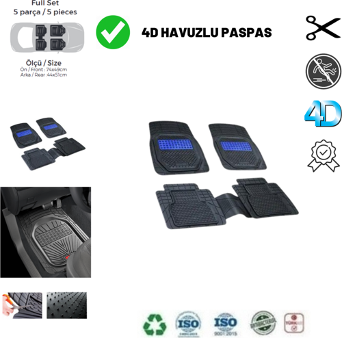 Honda Crv 2005 Uyumlu Havuzlu Yeni Nesil Plus Paspas Siyah - Mavi