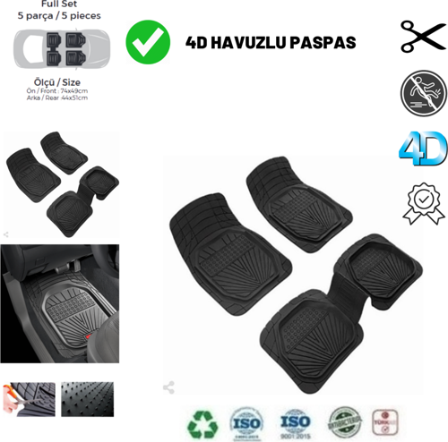 Suzuki Swift 2021 Uyumlu Havuzlu Yeni Nesil Plus Paspas Siyah