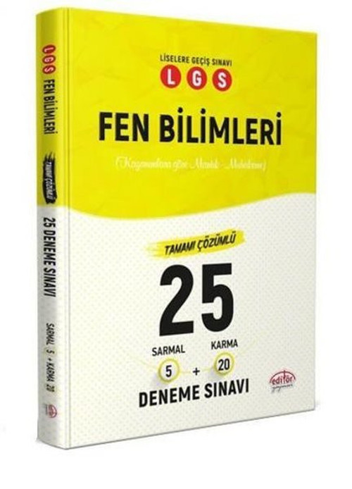 Editör 8. Sınıf LGS Fen Bilimleri 5 Sarmal + 20 Karma 25 Deneme Sınavı
