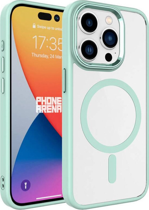 Apple iPhone 14 Pro Kılıf Wireless Şarj Özellikli Zore Krom Magsafe Silikon Kapak