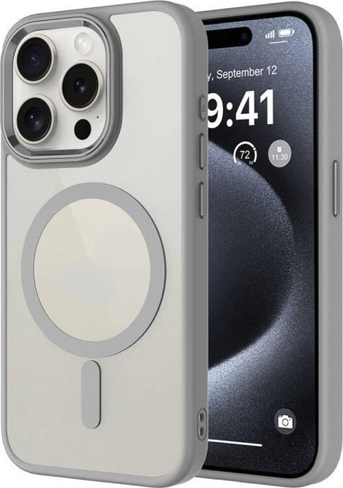 Apple iPhone 15 Pro Kılıf Wireless Şarj Özellikli Zore Krom Magsafe Silikon Kapak