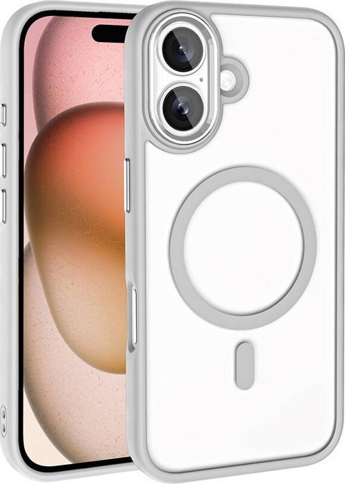 Apple iPhone 16 Kılıf Wireless Şarj Özellikli Zore Krom Magsafe Silikon Kapak