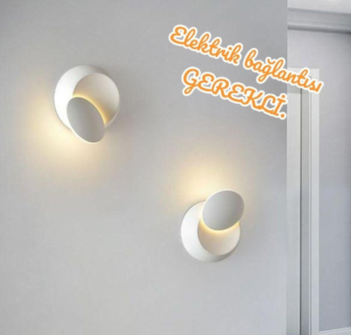 2 Adet Elektrikle Çalışır, Beyaz Alüminyum Kasa, Oynarbaş Yatakbaşı Aplik, 6 Watt Günışı Led Armatür