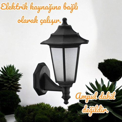 E27 Duy, Elektrikle Çalışır, Dekoratif Bahçe, Balkon, Teras, Kapı Giriş Apliği, Bahçe Duvar Armatürü