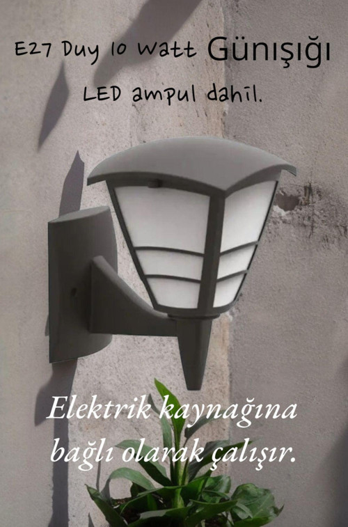 E27 Duylu, 10 Watt Günışığı Led Ampul Dahil, İç Ve Dış Mekan Bahçe, Balkon, Teras, Kamelya Apliği