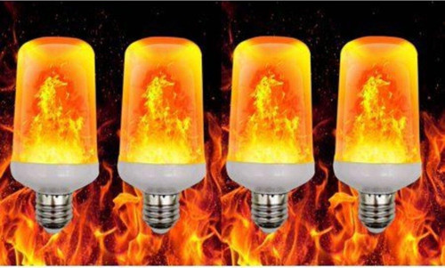 4'Lü Paket 3 Işık Modlu, Alev Efektli 5 Watt, E27 Duy Led Ampul, Alev Efektli Çok Kaliteli Led Ampul