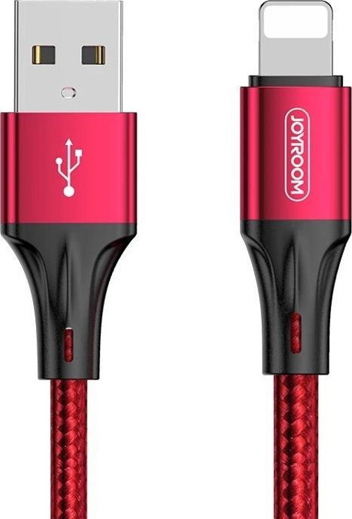 S-1230N6 iPhone Lightning Hızlı Şarj ve Data Kablosu Örgü 3A 1.2M Kırmızı