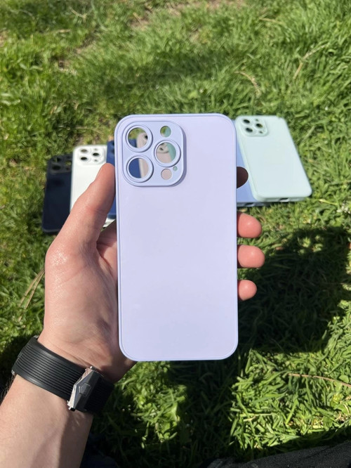 İphone 15 Pro Max Uyumlu Parlak Premium Renkli Cam Telefon Kılıfı