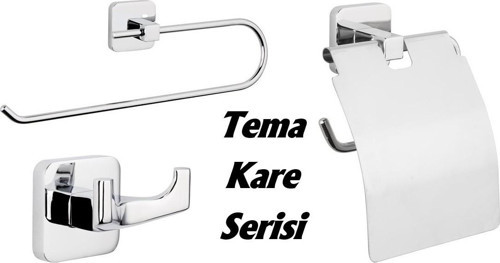 Tema Kare Kapaksız Havluluk Kapaklı Kağıtlık 2 li Bornoz Askılık