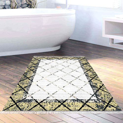Kaymaz Taban Djt Banyo Halısı Trend Saçaklı Modern M5129 Siyah