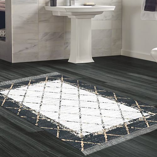 Kaymaz Taban Djt Banyo Halısı Trend Saçaklı Modern M5129 Siyah