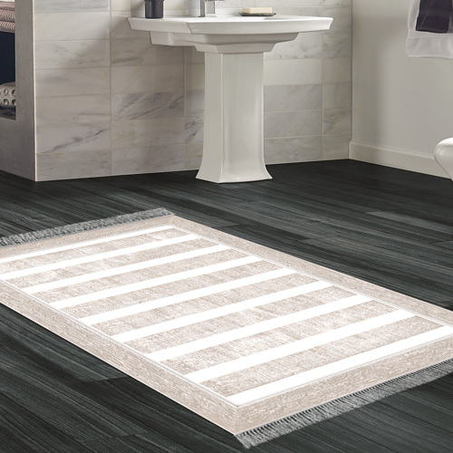 Kaymaz Taban Djt Banyo Halısı Star Pamuk Saçaklı Modern 1545 Bej