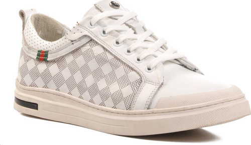 10206 Beyaz Bağcıklı Hakiki Deri Erkek Sneaker