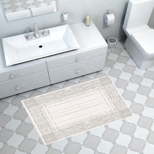 Kaymaz Taban Djt Banyo Halısı Yıldız Deri Modern M5076 Yeşil