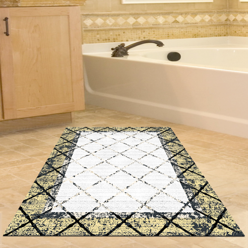 Kaymaz Taban Djt Banyo Halısı Yıldız Deri Modern M5129 Bordo