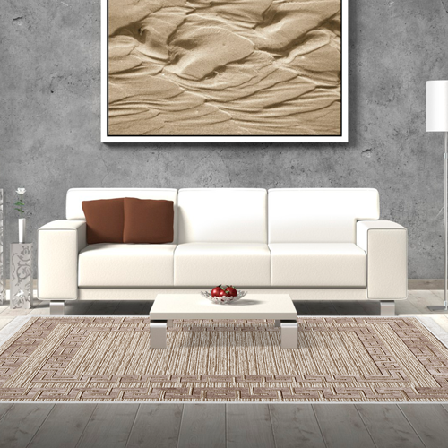 Kaymaz Taban Djt Salon Halısı Yıldız Deri Saçaklı Modern F5036 Kahve
