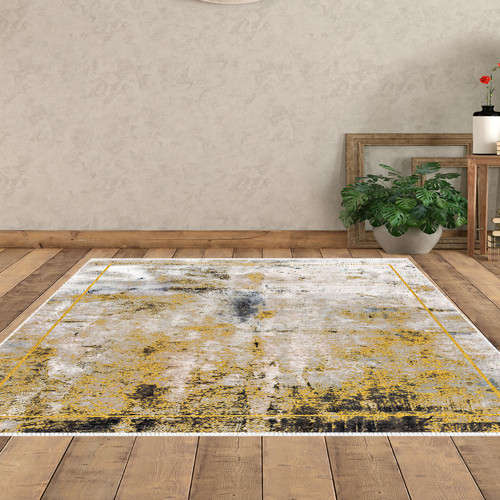 Kaymaz Taban Djt Salon Halısı Trend Modern M12271 Hardal