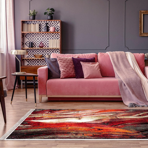 Kaymaz Taban Djt Salon Halısı Trend Saçaklı Modern S5050 Bordo