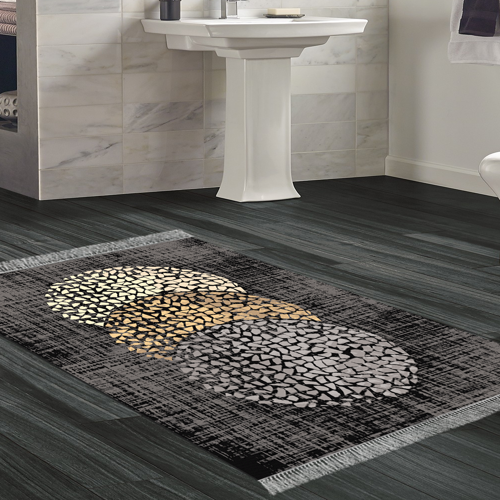 Kaymaz Taban Djt Banyo Halısı Trend Saçaklı Modern E4052 Bej Krem Mavi