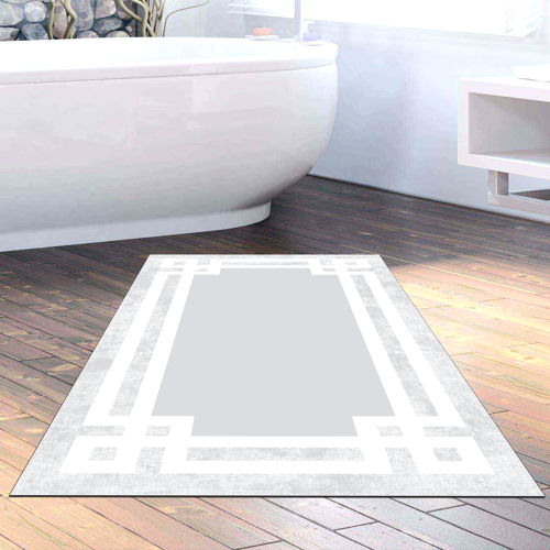 Kaymaz Taban Djt Banyo Halısı Yıldız Deri Modern 657M Gri
