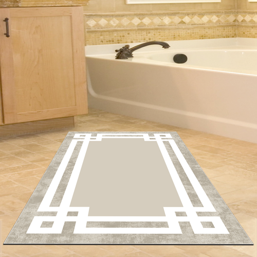 Kaymaz Taban Djt Banyo Halısı Yıldız Deri Modern 657M Gri