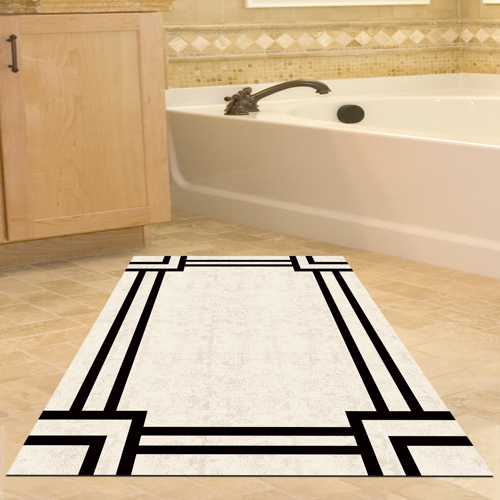 Kaymaz Taban Djt Banyo Halısı Yıldız Deri Modern 1920 Gri Siyah