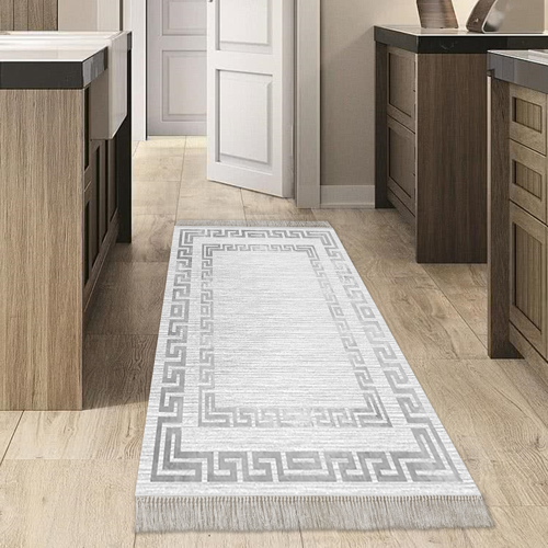 Kaymaz Taban Djt Mutfak Halısı Trend Saçaklı Modern Kt418 Gri