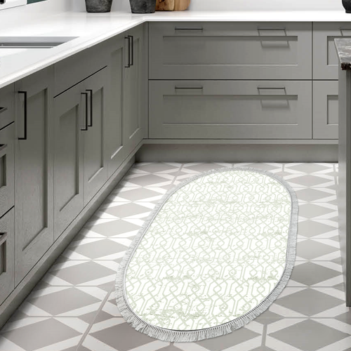 Kaymaz Taban Djt Mutfak Halısı Trend Saçaklı Oval Modern 757 Yeşil