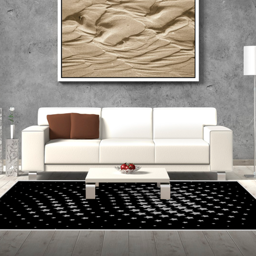 Kaymaz Taban Djt Salon Halısı Trend Modern 723 Siyah