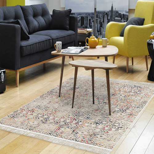 Kaymaz Taban Djt Salon Halısı Trend Saçaklı İskandinav F5139 Bej