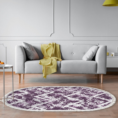 Kaymaz Taban Djt Salon Halısı Trend Saçaklı Oval İskandinav F5128 Kahve