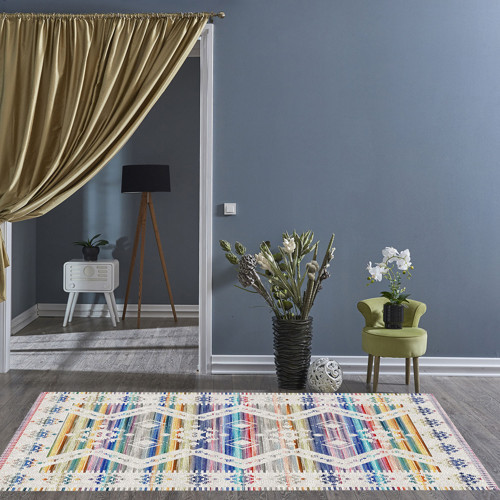 Kaymaz Taban Djt Salon Halısı Yıldız Deri İskandinav F5014 Renkli