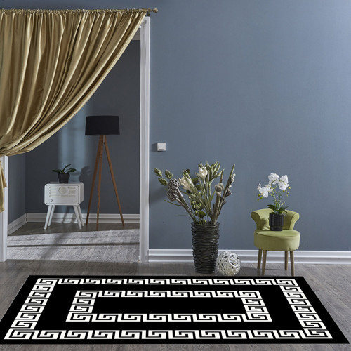 Kaymaz Taban Djt Salon Halısı Yıldız Deri Modern 650M Siyah