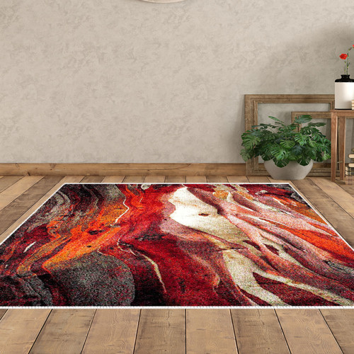 Kaymaz Taban Djt Salon Halısı Yıldız Deri Modern S5050 Bordo
