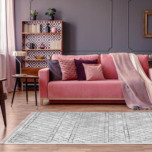 Kaymaz Taban Djt Salon Halısı Yıldız Deri Saçaklı İskandinav F5079 Kahve