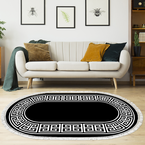 Kaymaz Taban Djt Salon Halısı Trend Saçaklı Oval Modern 608M