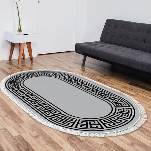 Kaymaz Taban Djt Salon Halısı Trend Saçaklı Oval Modern 608M